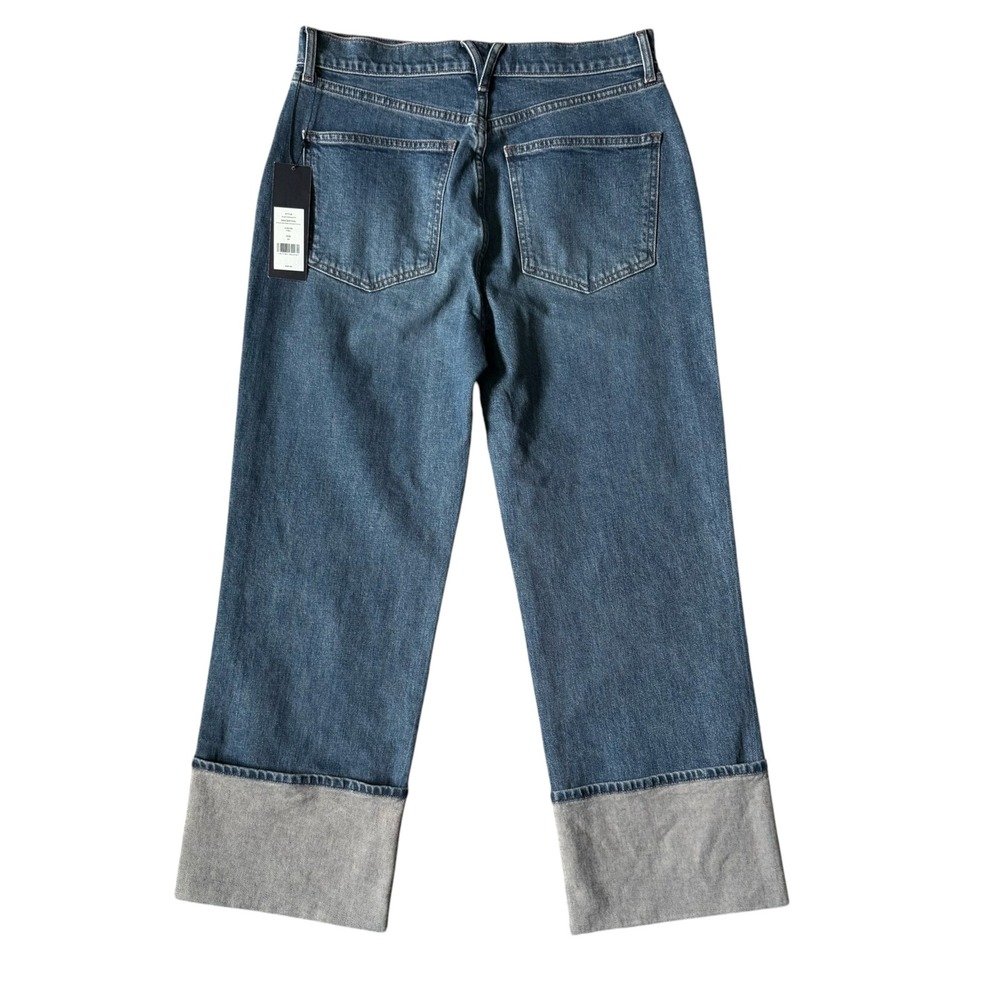 NWT Veronica Beard Dylan High Rise Straight Leg Wide Cuff Jeans Thriller 30 - Picture 3 of 7